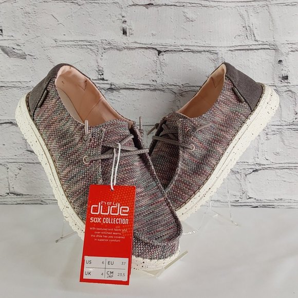 HEY DUDE 'WENDY SOX' MOCCASIN SHOES ANTIQUE ROSÈ HEATHER - Picture 16 of 16